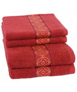 JULES CLARYSSE Lot de 2 draps de bain  2 serviettes de toilette ORIENTAL  Rouge