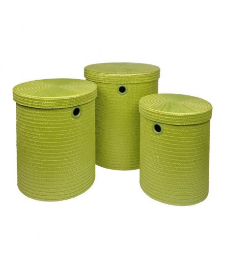 Lot de 3 paniers a linge 18x29x45 cm Vert