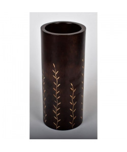 ETHNIQUE Vase décoratif en bois de manguier  H30 x Ř 10 cm  Marron