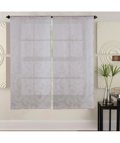 WAVE Paire de vitrage 60x120 cm Blanc