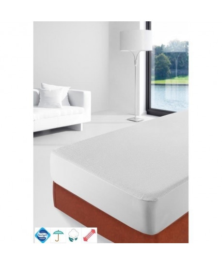 STIPI Protegematelas PE Sanitized Imperméable 100% Coton 140x190 cm blanc