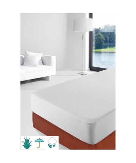 STIPI Protegematelas Eponge Imperméable ALoeVERA 90x190 cm blanc