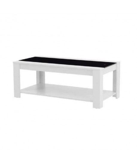 DAMIA Table basse style contemporain blanc et noir mat  L 110 x l 55 cm