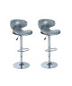 YORK Lot de 2 tabourets de bar réglables  Simili argent  Contemporain  L 51 x P 50 cm