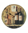 Horloge murale vintage en bois  Ř34 x 2 cm  Motif imprimé vin