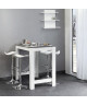 CURRY Table bar de 2 a 4 personnes style contemporain blanc mat et effet béton  L 110 x l 70 cm