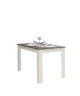 PEPPER Table a manger 4 a 6 personnes style contemporain mélaminée blanc mat et décor béton  L110xl70 cm