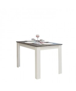 PEPPER Table a manger 4 a 6 personnes style contemporain mélaminée blanc mat et décor béton  L110xl70 cm
