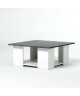 LIME Table basse carrée style contemporain blanc mat et décor béton  L 89 x l 89 cm