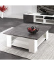 LIME Table basse carrée style contemporain blanc mat et décor béton  L 89 x l 89 cm