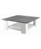 LIME Table basse carrée style contemporain blanc mat et décor béton  L 89 x l 89 cm