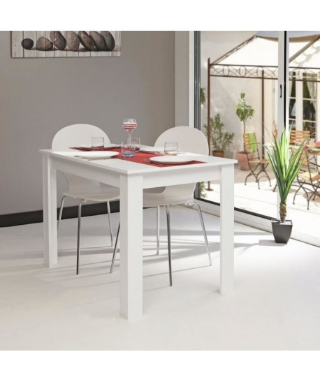 PEPPER Table a manger 4 a 6 personnes style contemporain mélaminée blanc  L 110 x l 70 cm