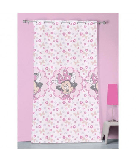 Voilage a oeillets rose Minnie Mouse 140x240cm