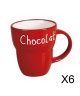 Lot 6 Mugs céramique \"Chocolat\" ROUGE Grand Modele