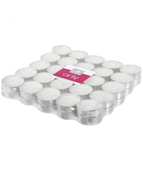 LE CHAT Lot de 50 bougies chauffeplats  Ř 3,8 cm  Blanc