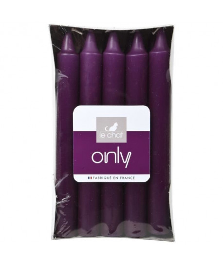 LE CHAT Lot de 10 bougies ménage  Violet Aubergine