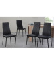 MAT Lot de 4 chaises de salle a manger en métal  Revetement Simili noir  Contemporain  L 39 x P 40 cm