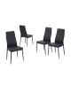 MAT Lot de 4 chaises de salle a manger en métal  Revetement Simili noir  Contemporain  L 39 x P 40 cm