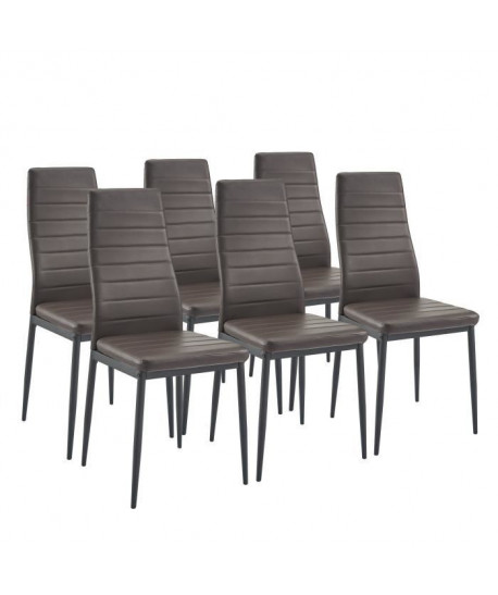 SAM Lot de 6 chaises de salle a manger en simili marron  Contemporain  L 50 x P 44 cm