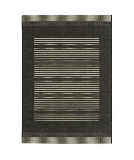 FLOORLUXE Tapis de salon tissé plat Black Silver 160x230