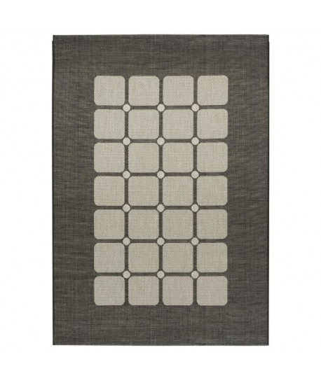 FLOORLUXE Tapis de salon tissé plat  Black Silver 120x170