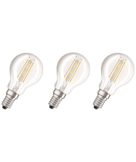 OSRAM Lot de 3 Ampoules LED E14 sphérique claire 4 W équivalent a 40 W blanc froid