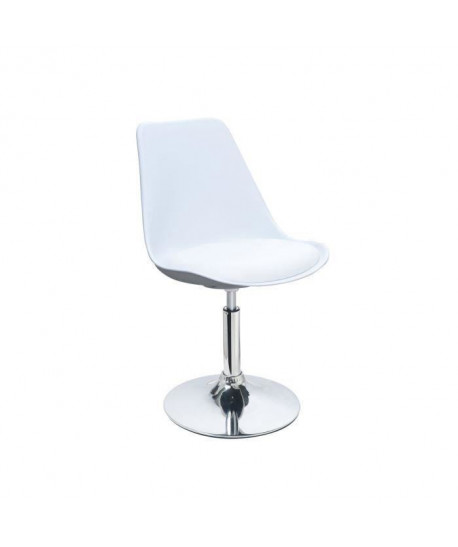 POPPY Chaise de salle a manger pivotante  Simili blanc  Contemporain  L 48,5 x P 53 cm