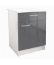 START Meuble bas de cuisine L 60 cm avec plan de travail inclus  Gris Brillant