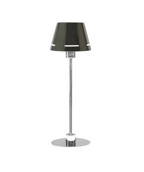 Lampe de table chromé  abatjour en métal noir  H 50 cm