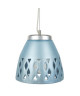 POVOA   Lustre  suspension céramique, diametre 25,5 cm, trous losange, bleu argent, top métal