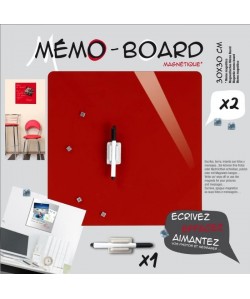 EMOTION Mémo board magnétique verre rouge 30x30 cm