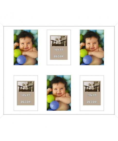 ERIKA Cadre photos pelemele 6 vues 40x50 cm Blanc mat