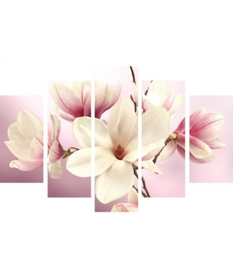 MAGNOLIA Set de 5 toiles imprimées 150x100 cm Rose