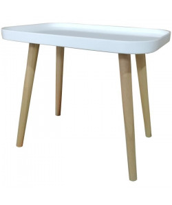 GALET Table basse style contemporain blanc laqué mat  L 50 x l 34 cm