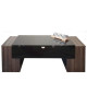 LUCKY Table basse style contemporain décor prunier et noir brillant  L 123 x l 42 cm