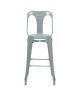 KRAFT Claire Lot de 2 chaises de bar en métal gris satiné  Industriel  L 47 x P 55 cm  Assise H 75.5cm