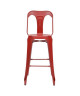 KRAFT Claire Lot de 2 chaises de bar en métal rouge mat  Industriel  L 47 x P 55 cm  Assise H 75.5cm