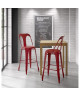 KRAFT Claire Lot de 2 chaises de bar en métal rouge mat  Industriel  L 47 x P 55 cm  Assise H 75.5cm