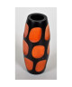 ETHNIQUE Vase décoratif en bois de manguier et bougeoir  H19 x Ř 8 cm  Noir et orange