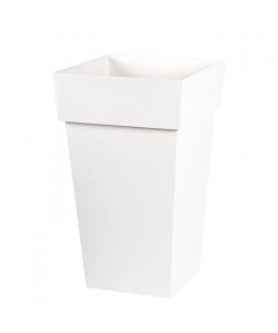 EDA Pot de fleur haut carré Toscane  39 x 39 x H 65 cm  62 L  Blanc