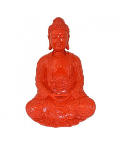 HOMEA Bouddha déco en polyrésine 24,5x23,5xH35,5 cm rouge