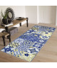 UTOPIA Tapis de couloir carreaux de ciment  80x150 cm bleu, jaune et blanc