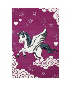 LICORNE Tapis pour enfant 80x150 cm fuchsia et blanc