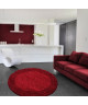 LIFE Tapis de salon shaggy rond Ř160 cm  Rouge