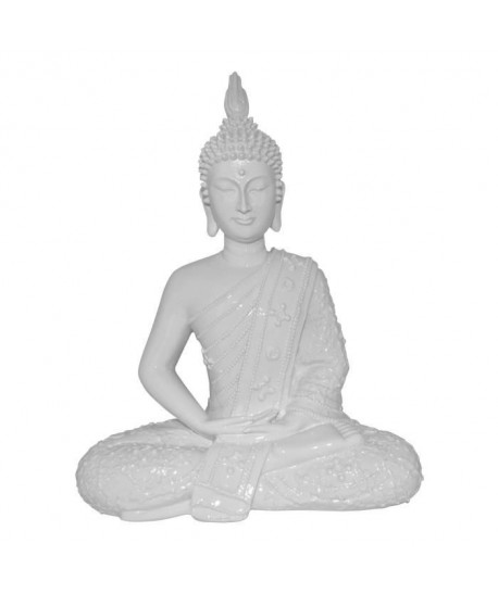 HOMEA Bouddha déco en polyrésine 22x12xH28,5 cm blanc
