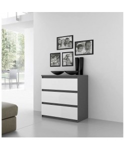 FINLANDEK Commode de chambre NATTI style contemporain gris et blanc mat  L 77,2 cm