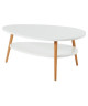 STONE Table basse ovale scandinave  Blanc laqué mat  L 90 x l 60 cm