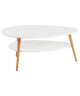 STONE Table basse ovale scandinave  Blanc laqué mat  L 90 x l 60 cm