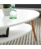 STONE Table basse ovale scandinave  Blanc laqué mat  L 90 x l 60 cm