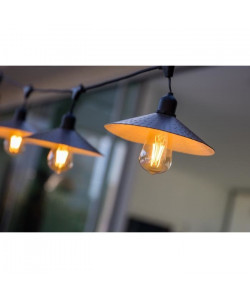 LUMISKY Guirlande décorative vintage  10 ampoules avec abat jour a filament sur secteur 7m
